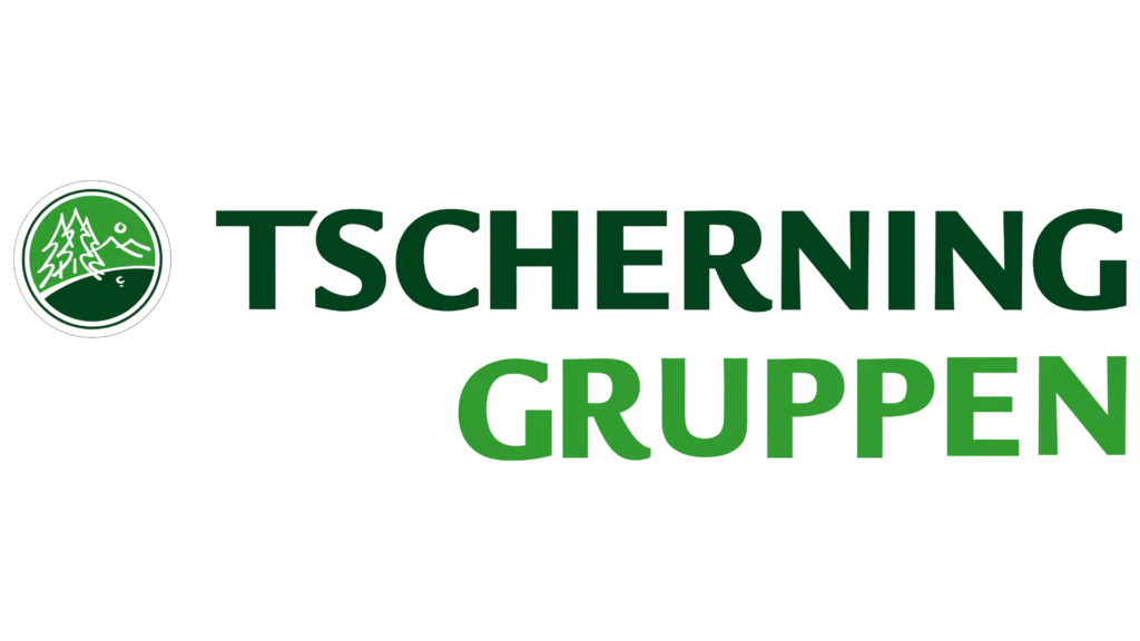 Tscherning Gruppen logo med grøn cirkel og tekst.